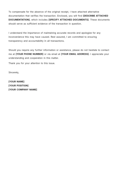 Free Lost Receipt Explanation Letter Template to Edit Online