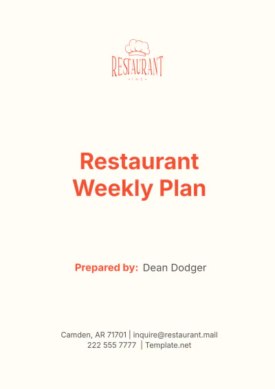 Free Restaurant Weekly Plan Template to Edit Online