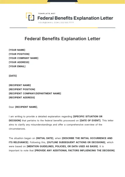 Free Federal Benefits Explanation Letter Template to Edit Online