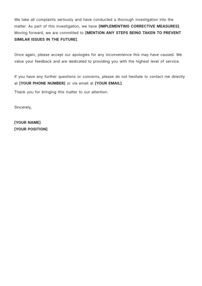 Free Explanation Of Complaint Letter Template to Edit Online