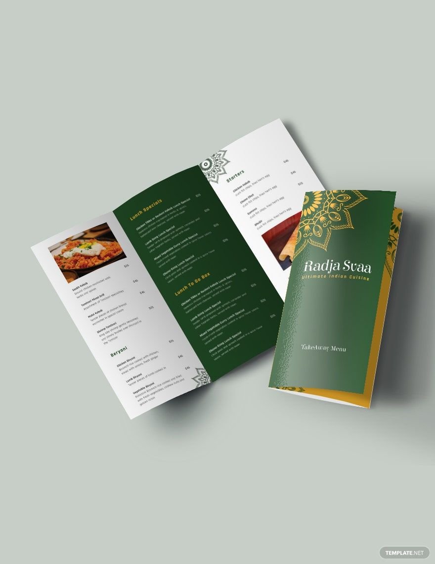 Indian Restaurant Take-out Tri-Fold Brochure Template