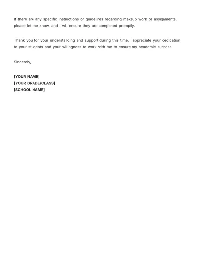 Free Explanation Letter To Teacher For Absent Template to Edit Online