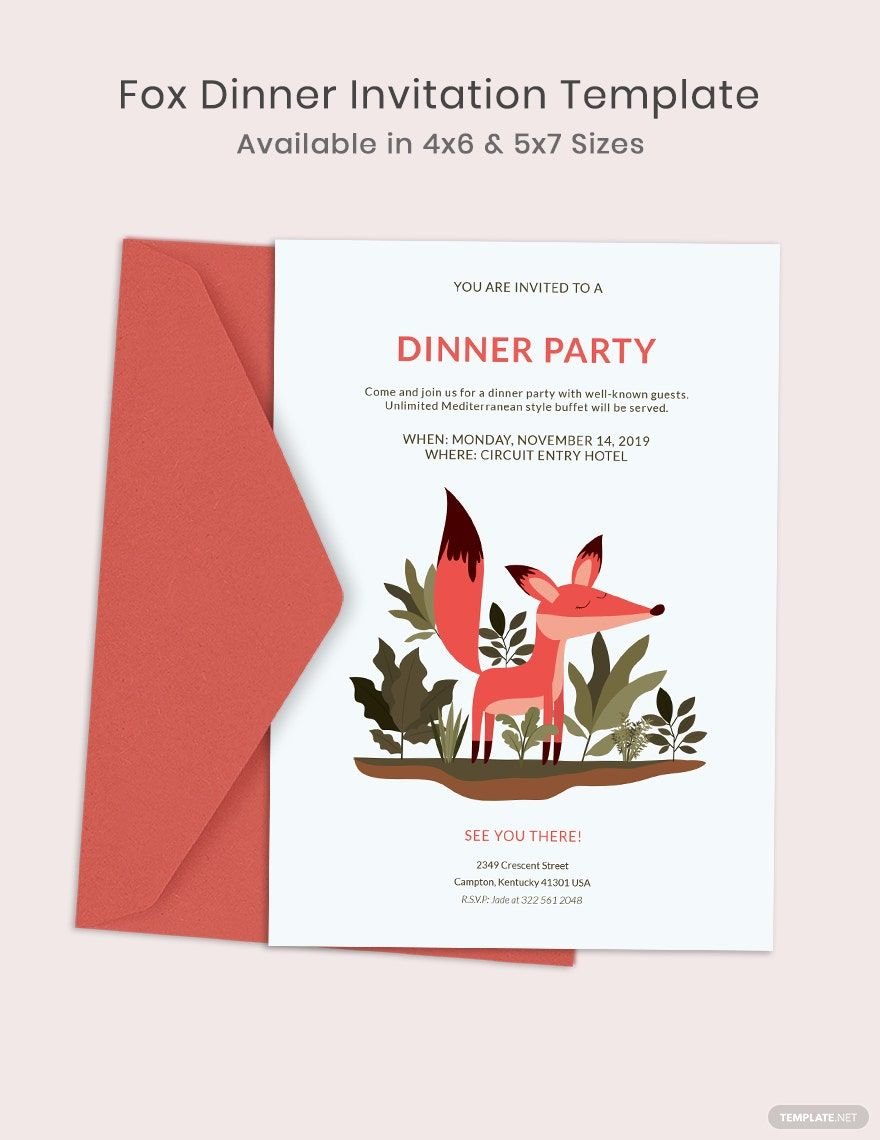 Free Fox Dinner Invitation Template