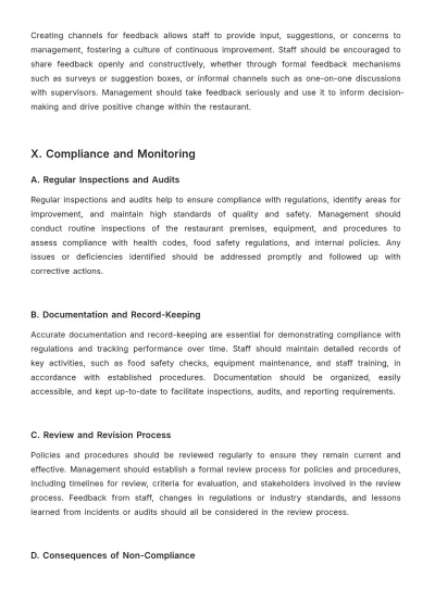 Free Restaurant Procedure Policy Template to Edit Online