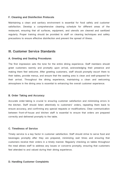 Free Restaurant Procedure Policy Template to Edit Online