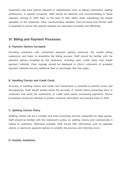 Free Restaurant Procedure Policy Template to Edit Online