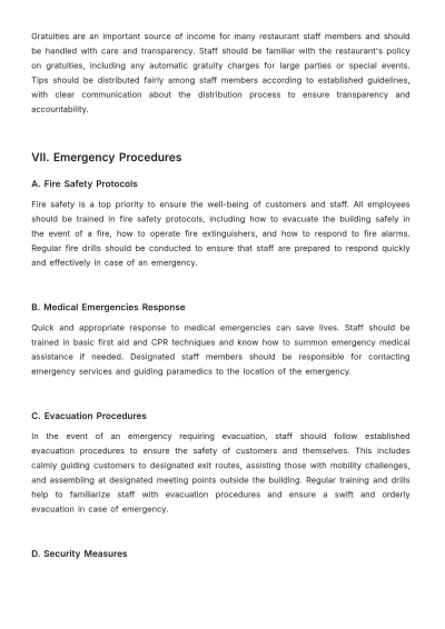 Free Restaurant Procedure Policy Template to Edit Online