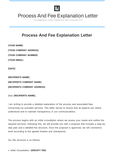 Free Process And Fee Explanation Letter Template to Edit Online