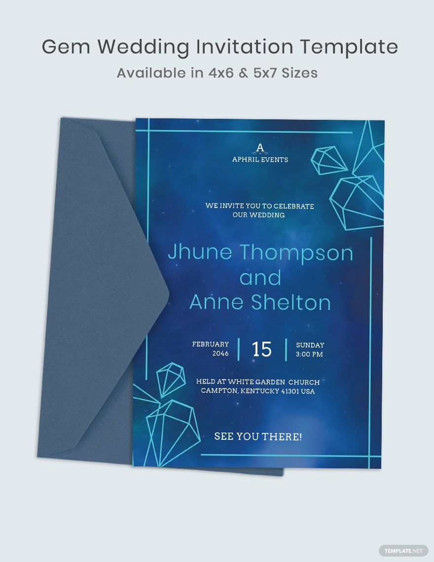 Gem Wedding Invitation Template in Illustrator, PSD, Word, Publisher, Pages, Outlook - Download | Template.net