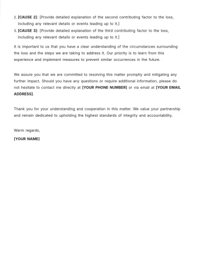 Free Loss Explanation Letter Template to Edit Online
