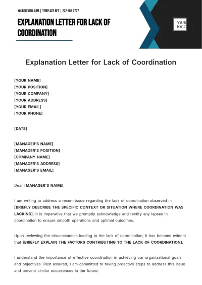 Free Explanation Letter For Lack Of Coordination Template to Edit Online