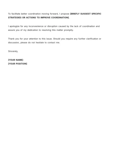 Free Explanation Letter For Lack Of Coordination Template to Edit Online