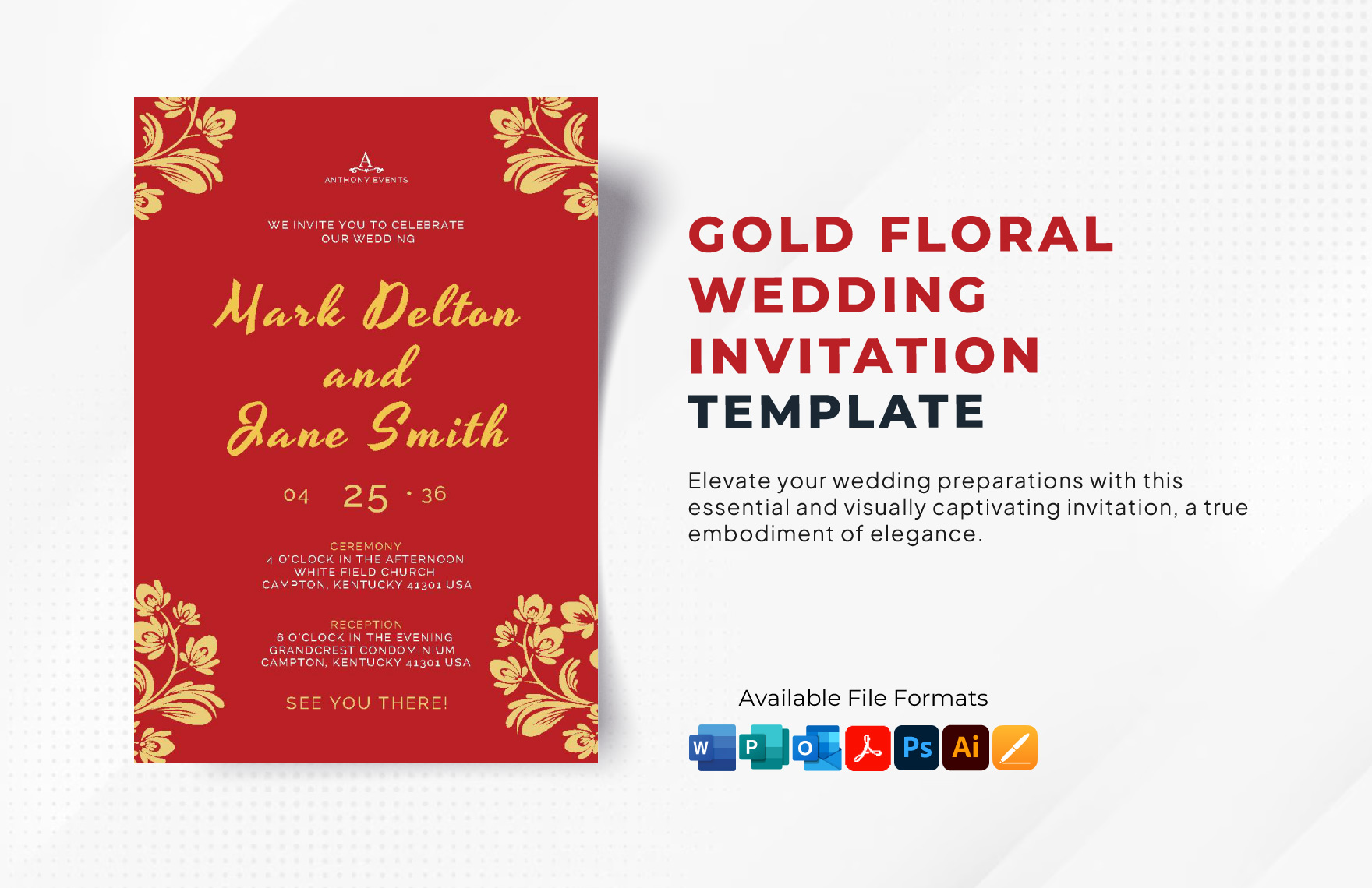 Download Printable Burgundy Floral Wedding Invitation Suite PDF