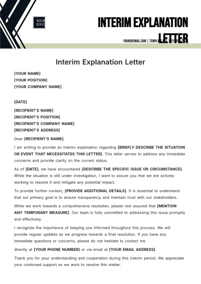 Free Interim Explanation Letter Template to Edit Online