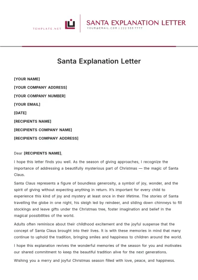 Free Santa Explanation Letter Template to Edit Online