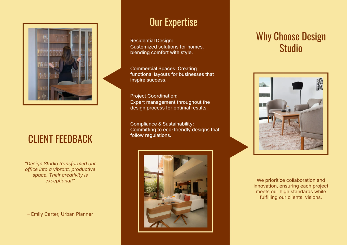 Free Interior Design A4 Brochure Template to Edit Online