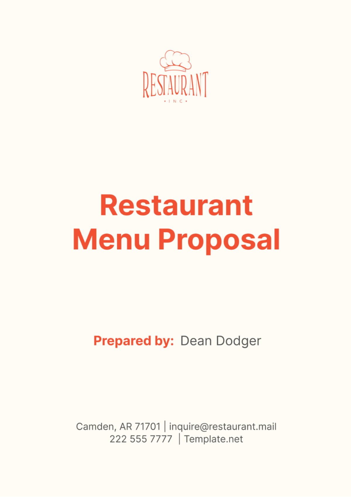 Restaurant Menu Proposal Template - Edit Online & Download