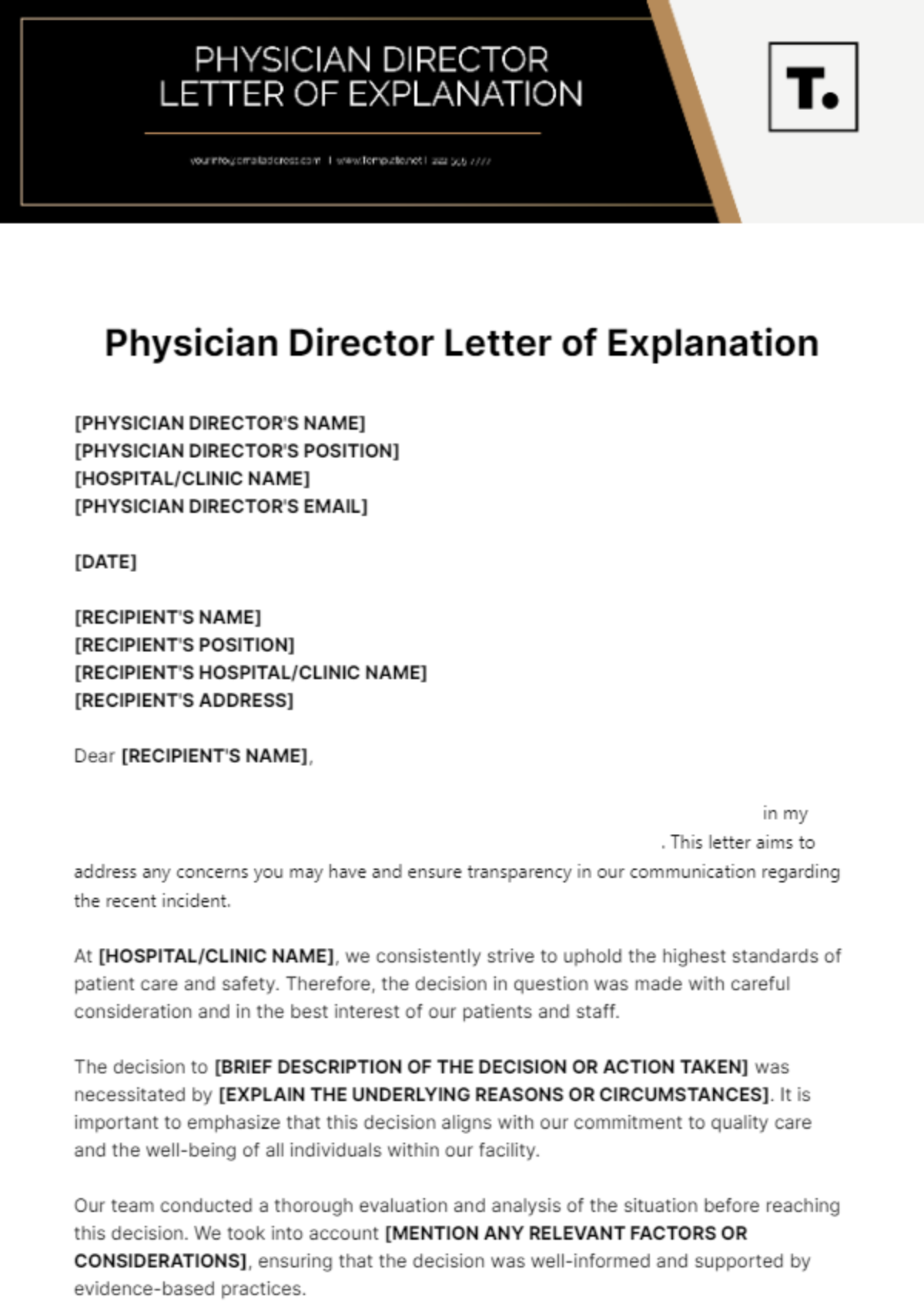 Physician Director Letter Of Explanation Template - Edit Online & Download