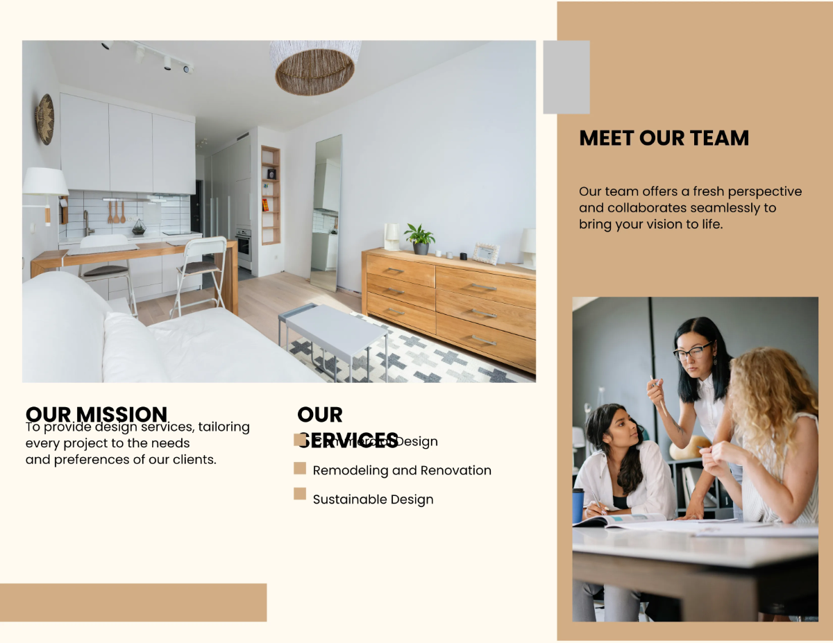 Free Interior Design Company Brochure Template to Edit Online