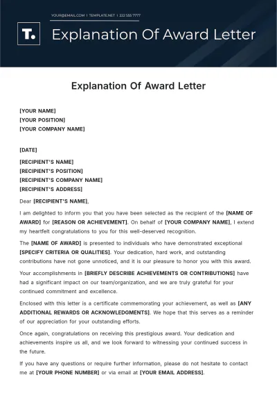 Free Explanation Of Award Letter Template to Edit Online