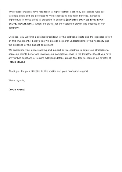 Free Budget Increase Explanation Letter Template to Edit Online