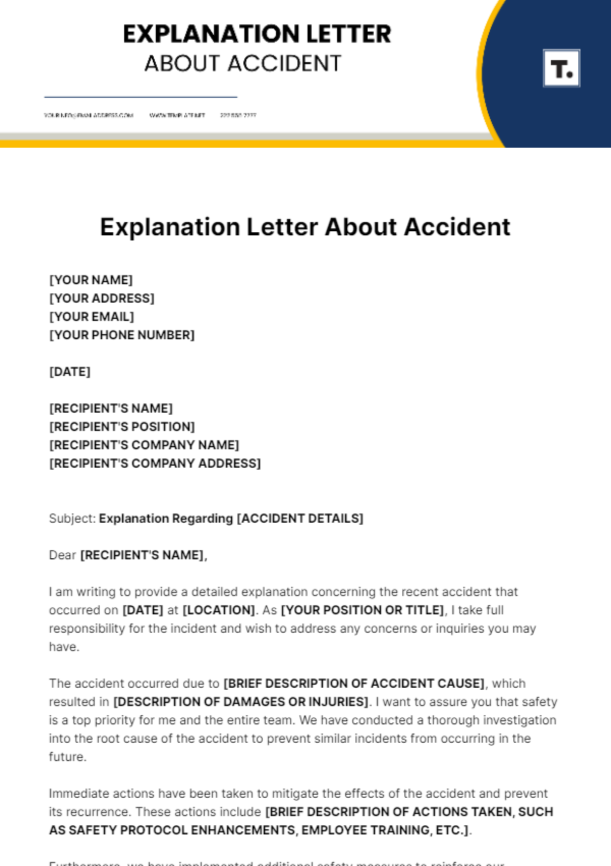 Explanation Letter About Accident Template - Edit Online & Download