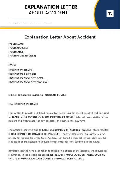 Free Explanation Letter About Accident Template to Edit Online
