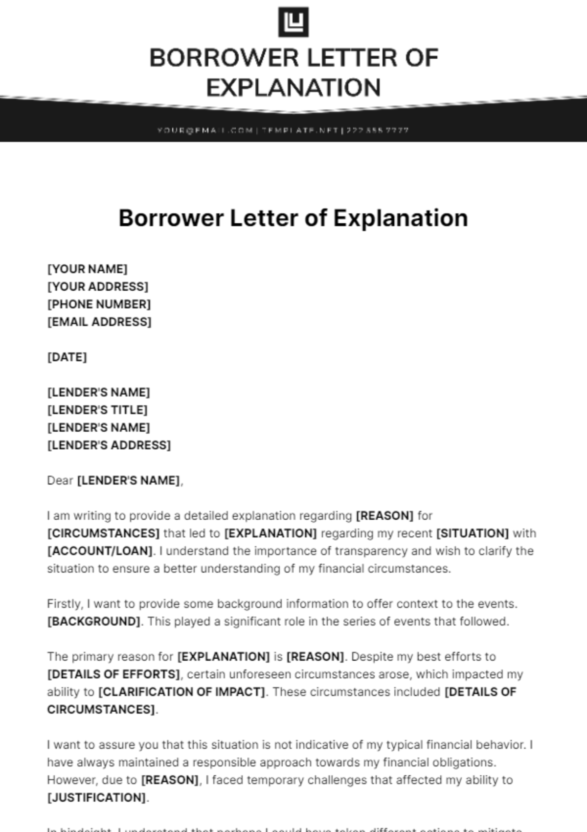 Borrower Letter Of Explanation Template - Edit Online & Download