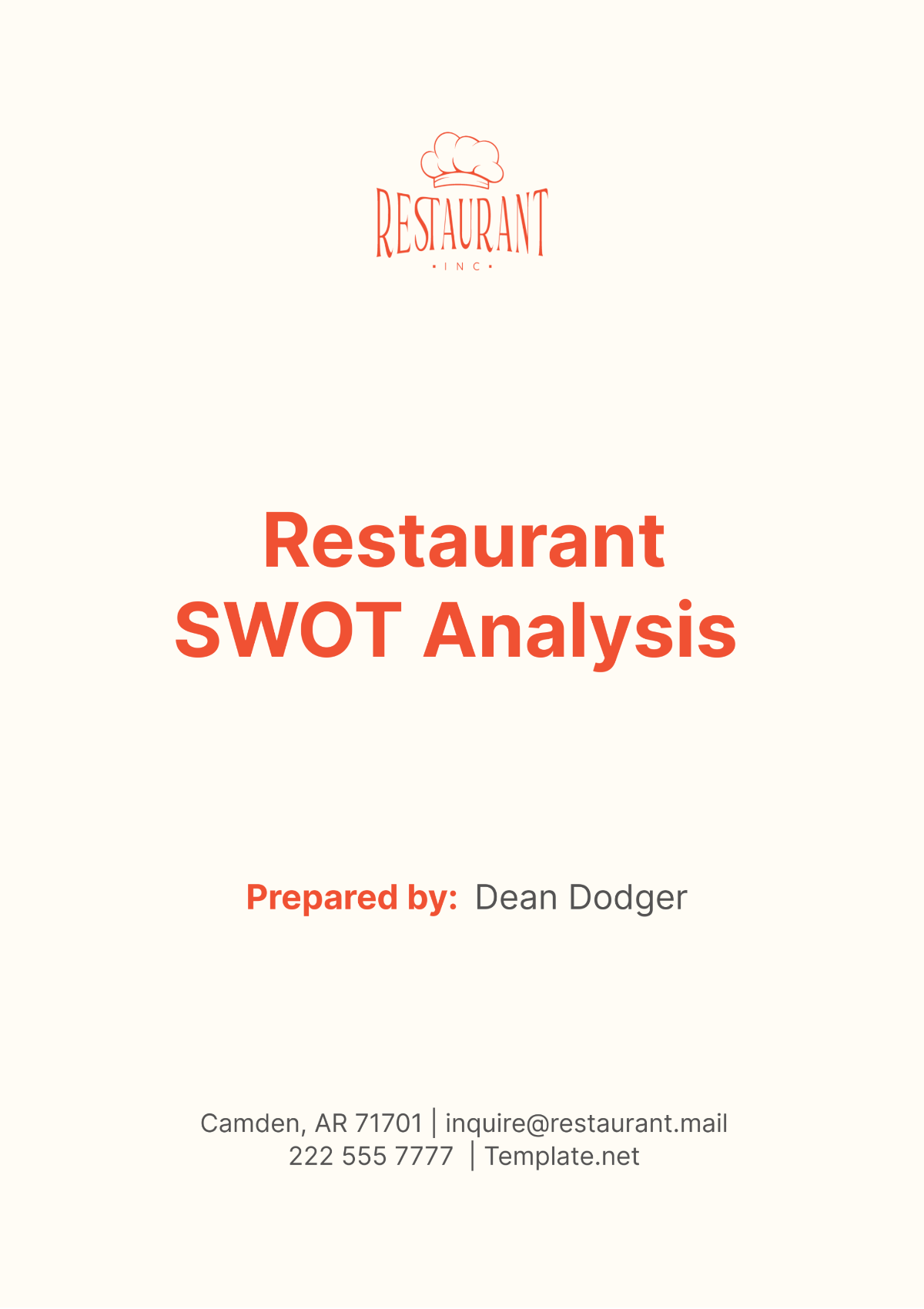 Restaurant SWOT Analysis Template - Edit Online & Download