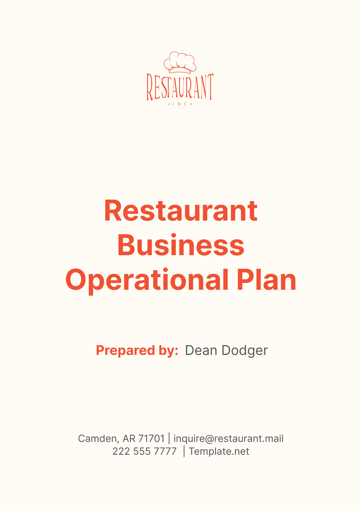 Restaurant Business Operational Plan Template - Edit Online & Download