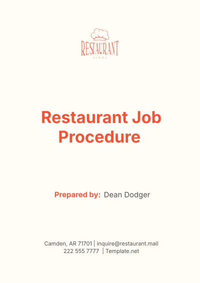 Free Restaurant Job Procedure Template to Edit Online