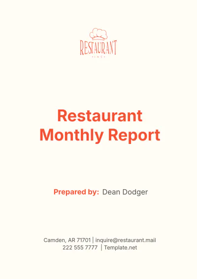 Free Restaurant Monthly Report Template to Edit Online