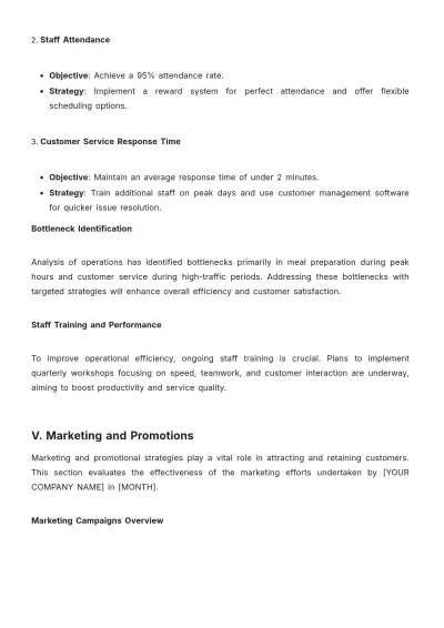 Free Restaurant Monthly Report Template to Edit Online