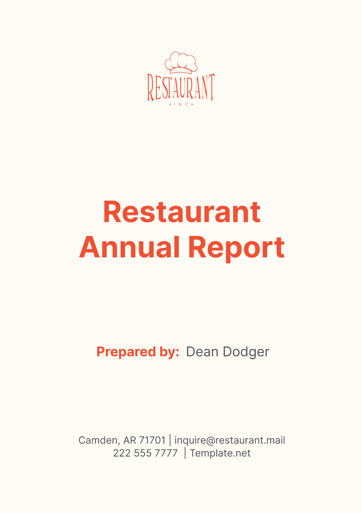 Restaurant Annual Report Template - Edit Online & Download