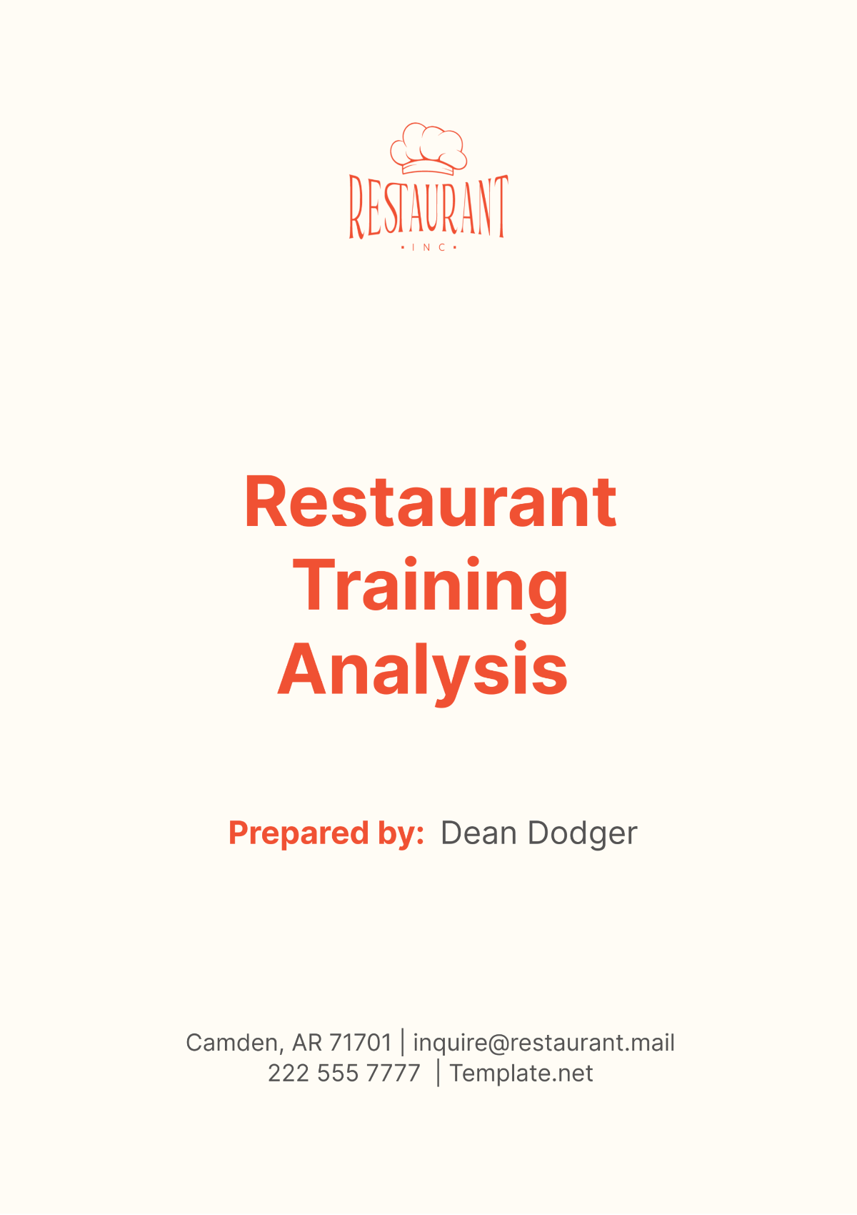 Restaurant Training Analysis Template - Edit Online & Download