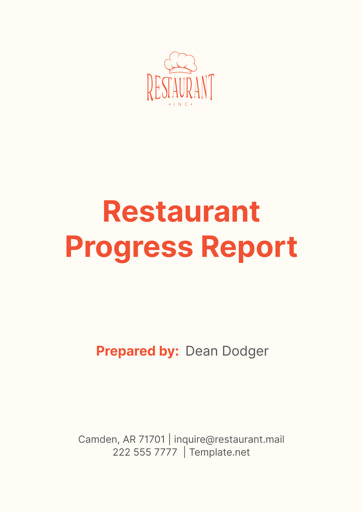 Restaurant Progress Report Template - Edit Online & Download