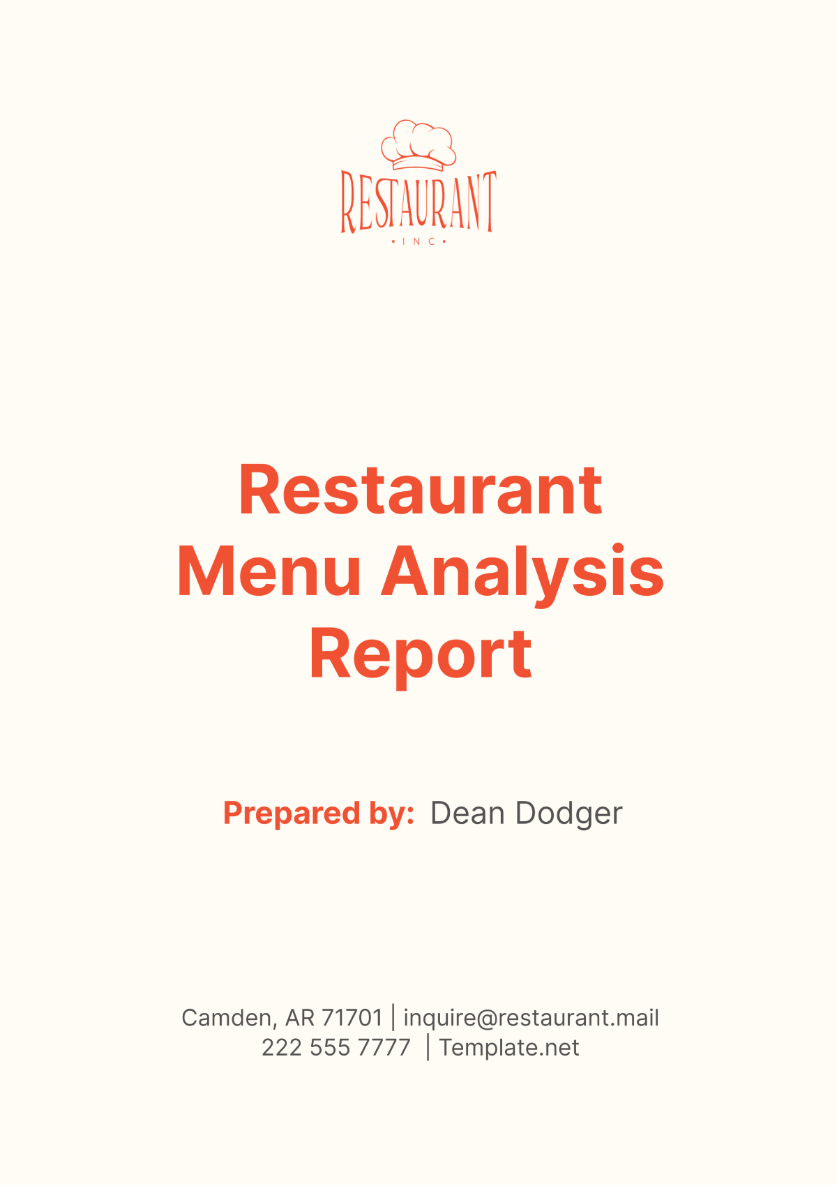 Restaurant Menu Analysis Template - Edit Online & Download