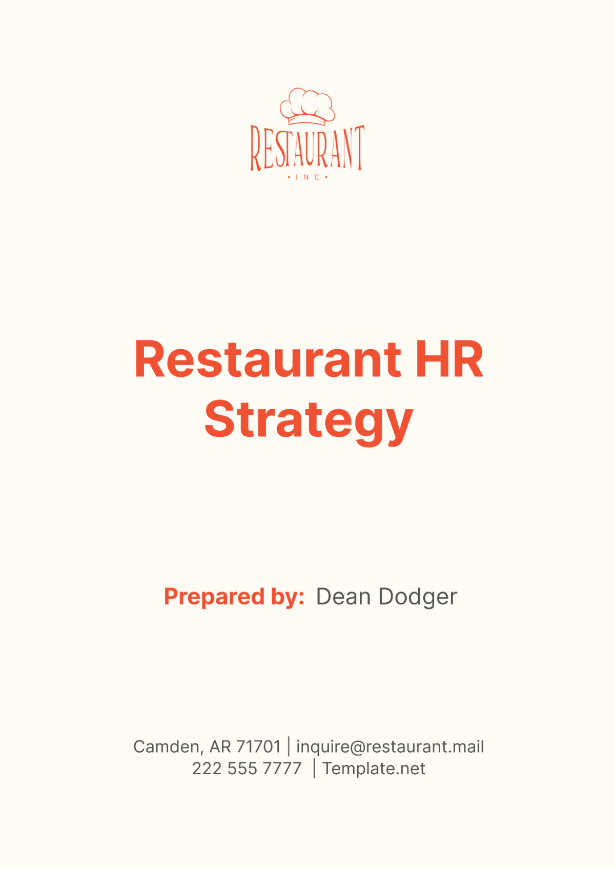 Restaurant HR Strategy Template - Edit Online & Download