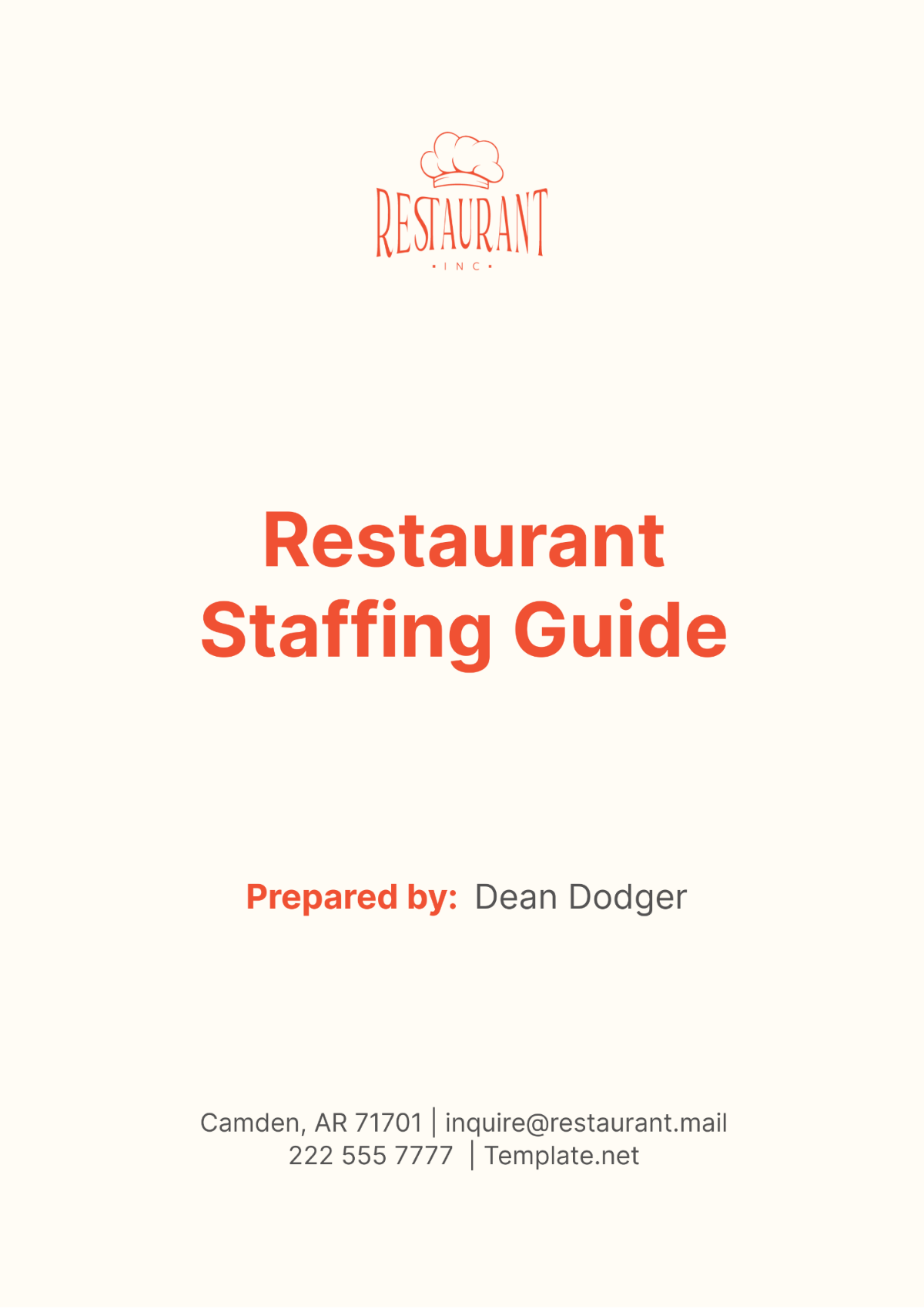 Free Restaurant Staffing Guide Template