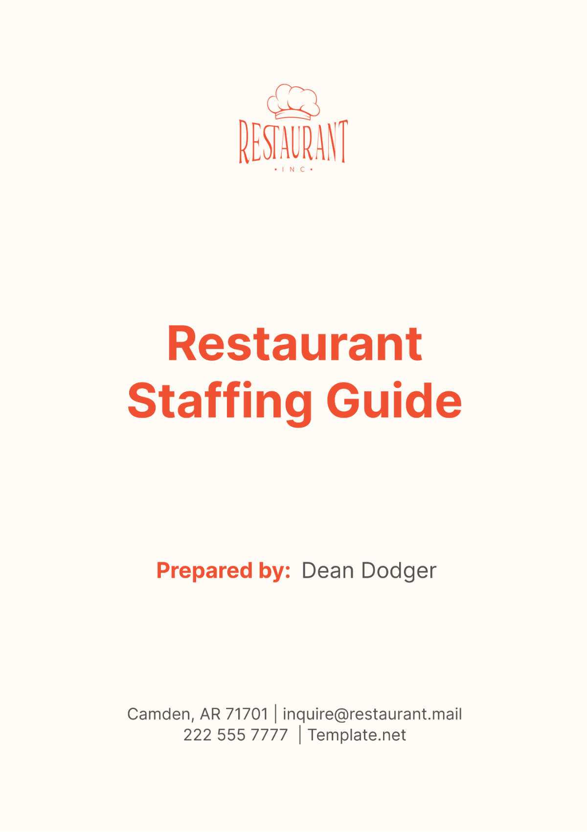 Restaurant Staffing Guide Template - Edit Online & Download