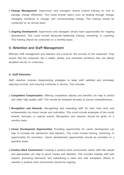 Free Restaurant Staffing Guide Template to Edit Online