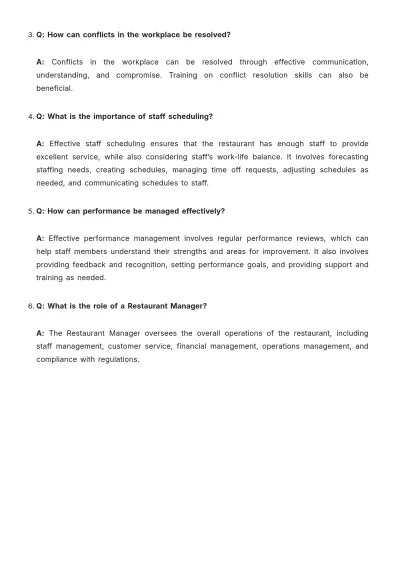 Free Restaurant Staffing Guide Template to Edit Online