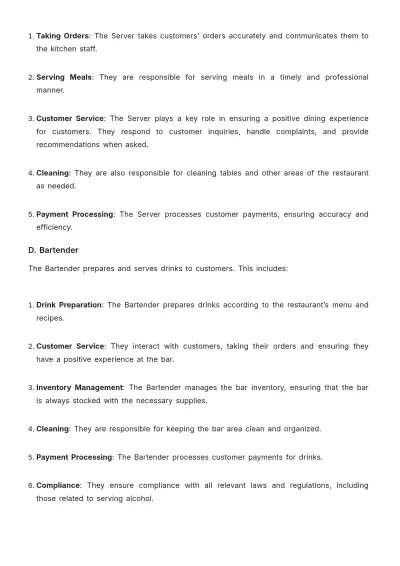 Free Restaurant Staffing Guide Template to Edit Online