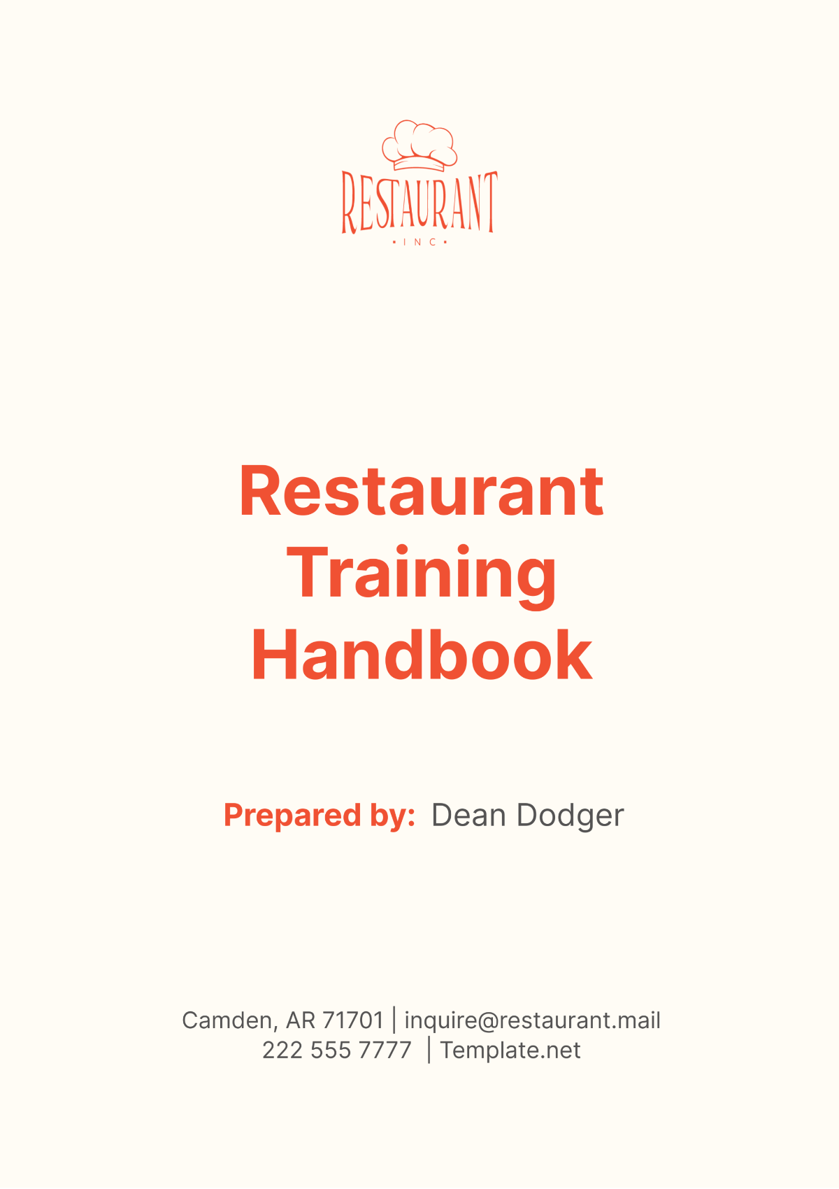 Restaurant Training Handbook Template - Edit Online & Download