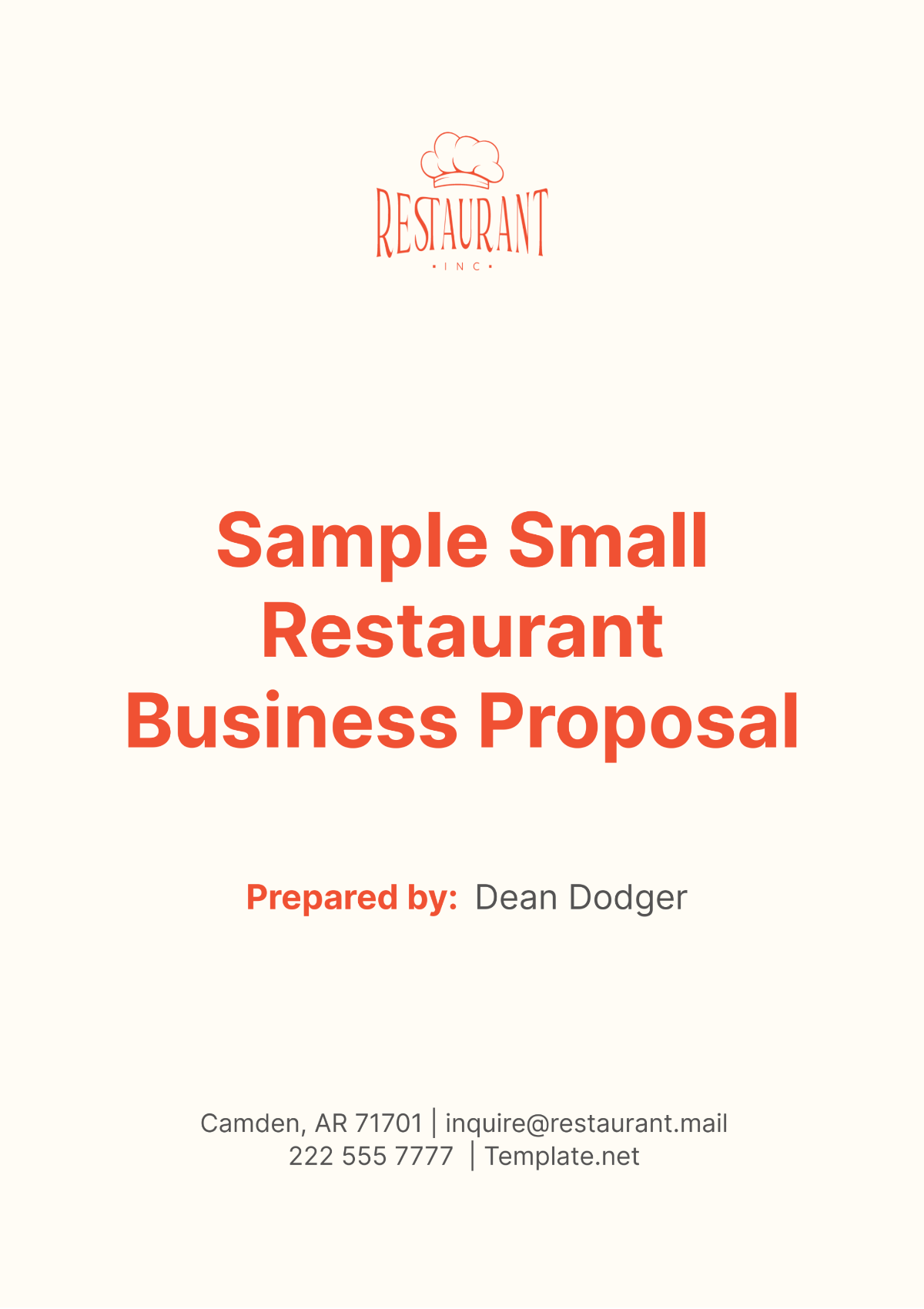 Sample Small Restaurant Business Proposal Template - Edit Online & Download