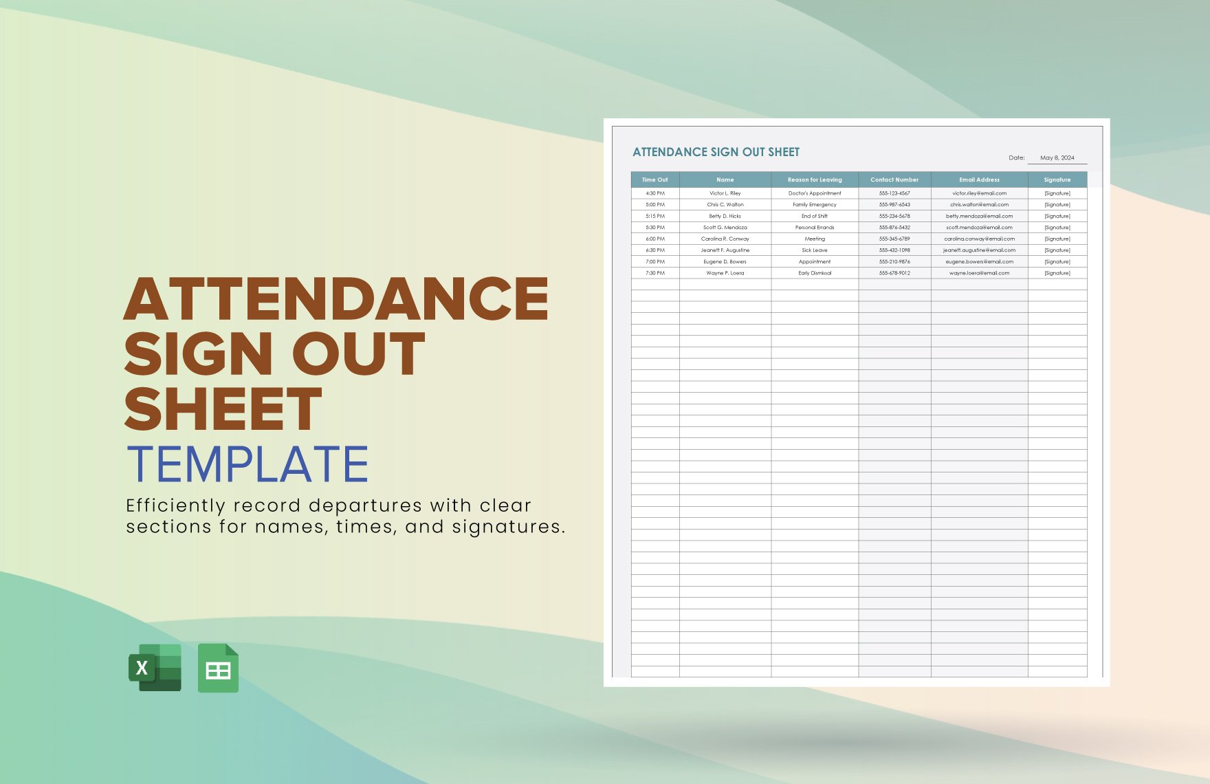 Attendance Sign Out Sheet Template in Excel, Google Sheets
