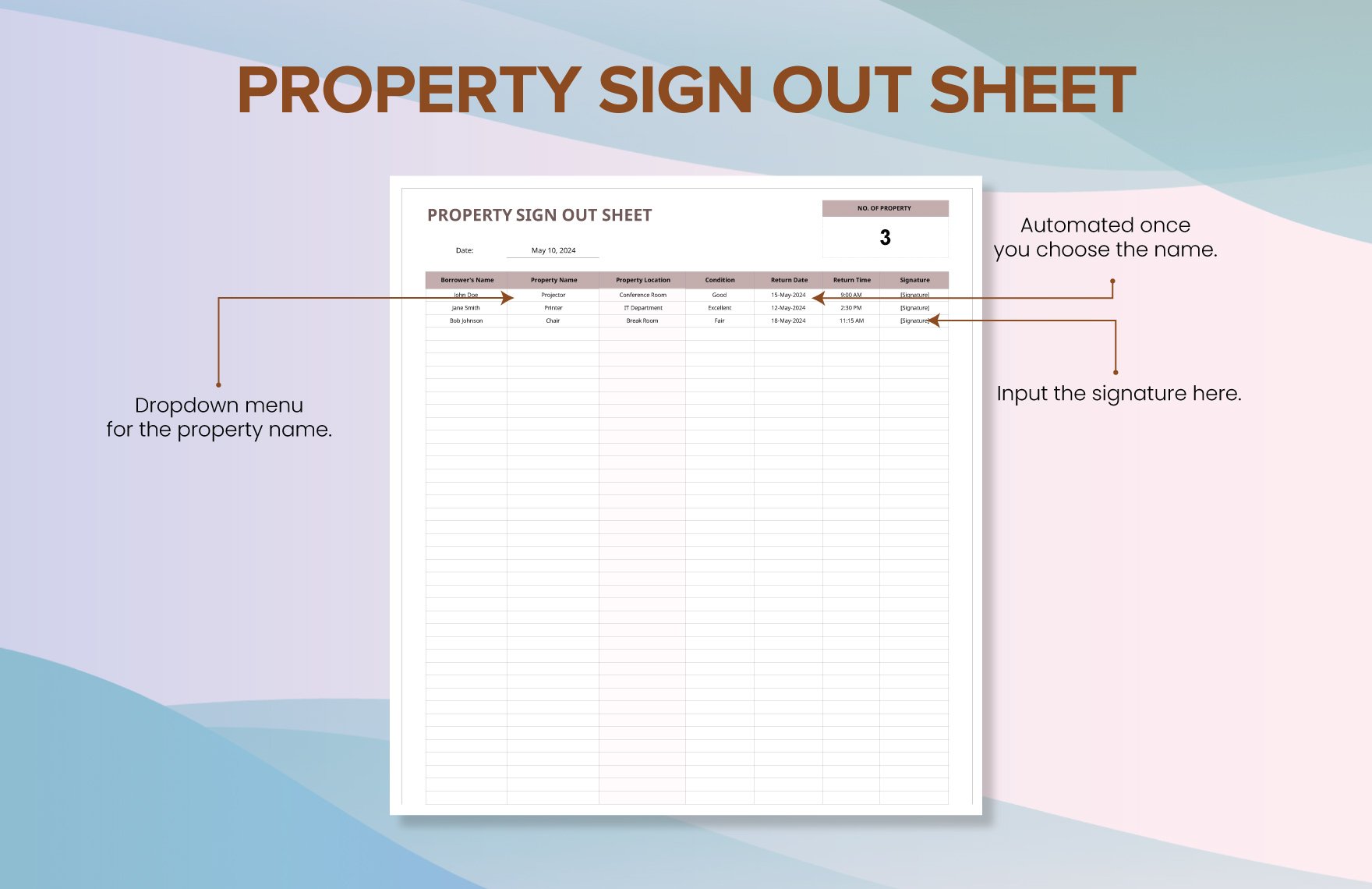 Property Sign Out Sheet Template
