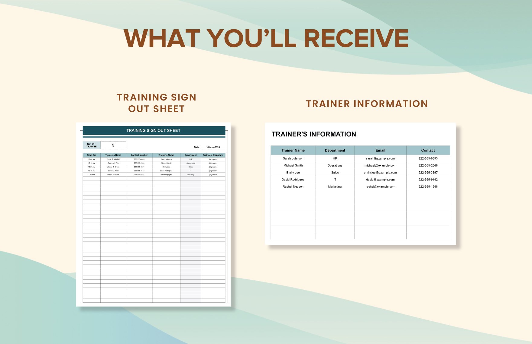 Training Sign Out Sheet Template