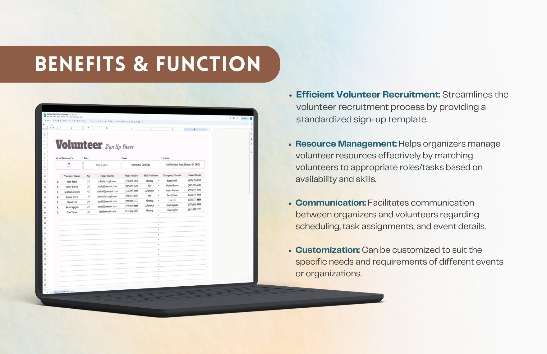 Volunteer Sign Up Sheet Template