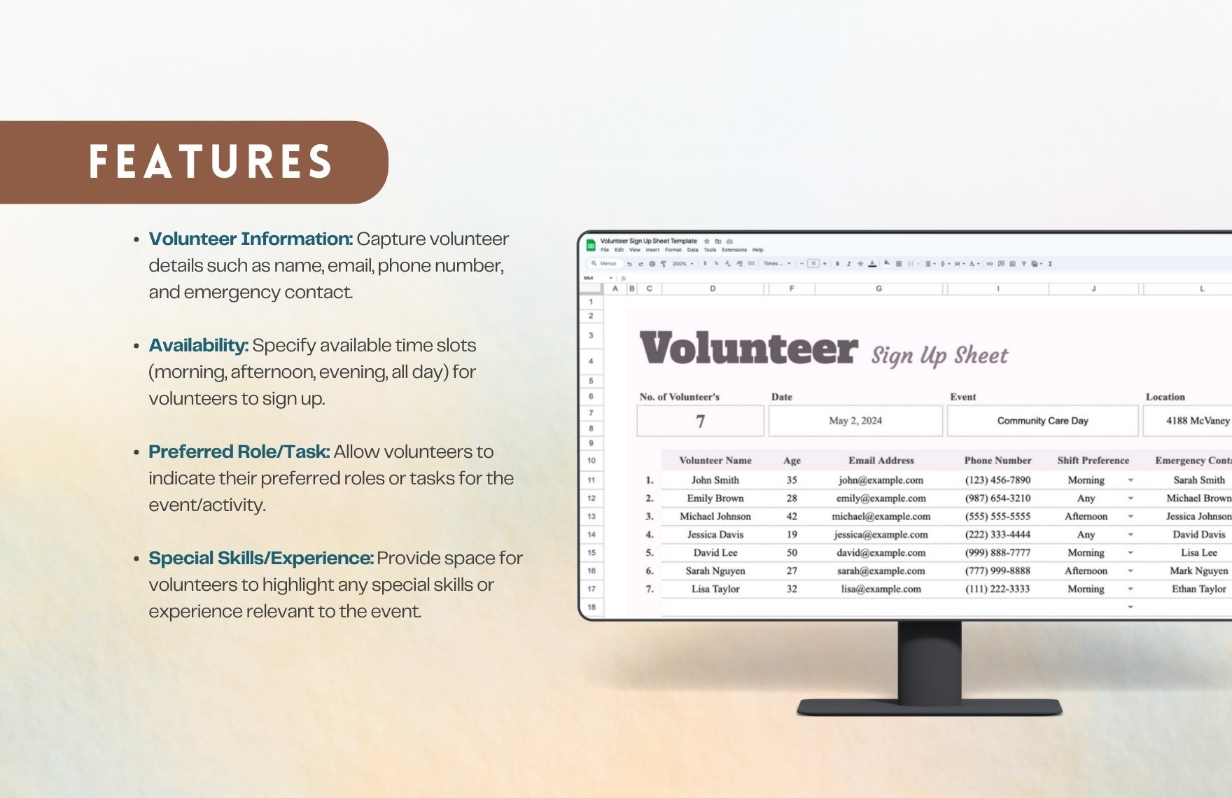 Volunteer Sign Up Sheet Template